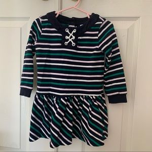 Janie and Jack 2T Navy Pink Green White Striped Dress